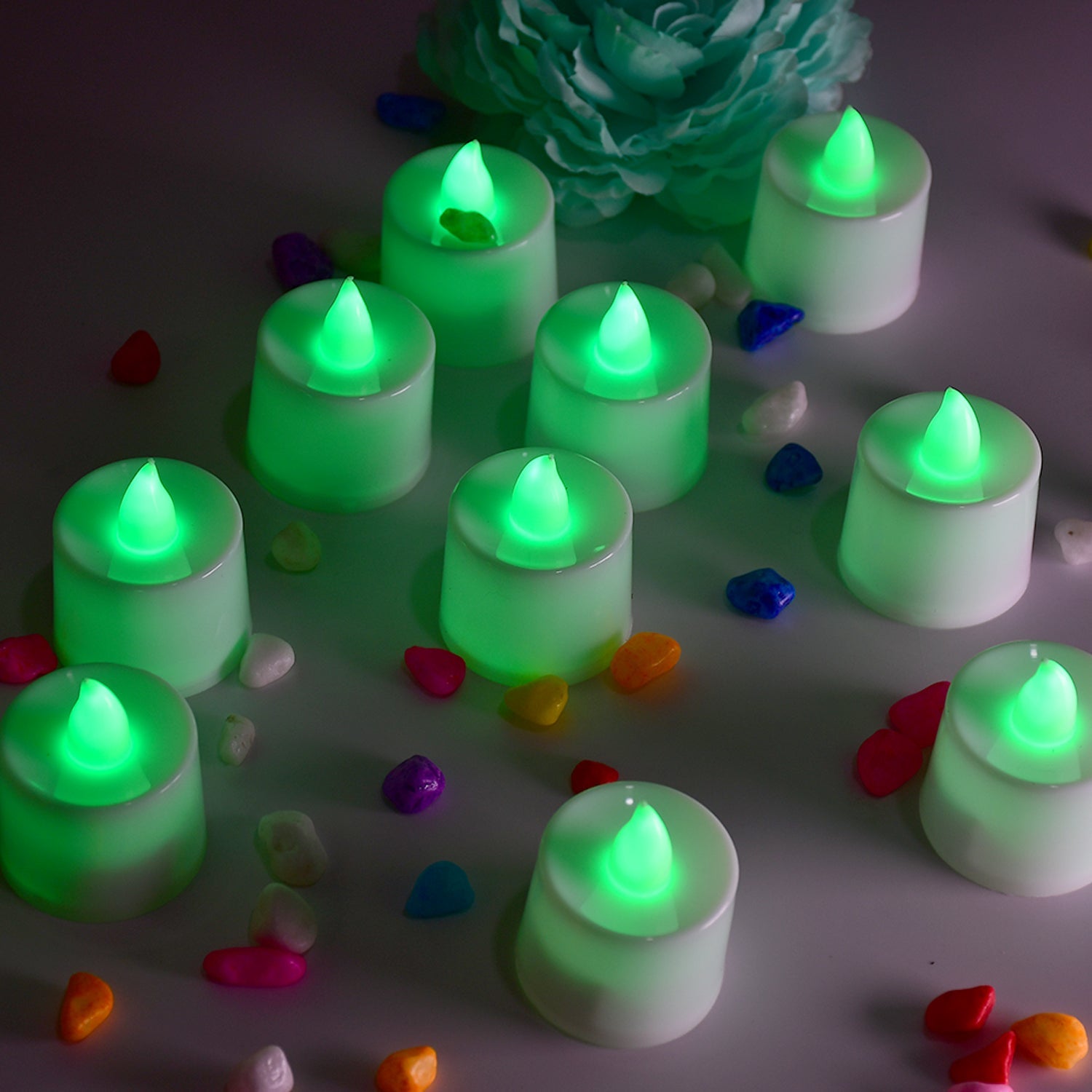 6635 Green Flameless LED Tealights, Smokeless Plastic Decorative Candles - Led Tea Light Candle For Home Decoration (Pack Of 24) DeoDap 6635 Green Flameless LED Tealights, Smokeless Plastic Decorative Candles - Led Tea Light Candle For Home Decoration (Pack Of 24) DeoDap